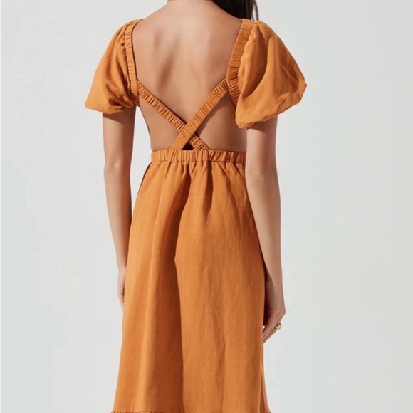 Astr Mustard Puff Sleeve Midi Dress - Picture 13 of 16